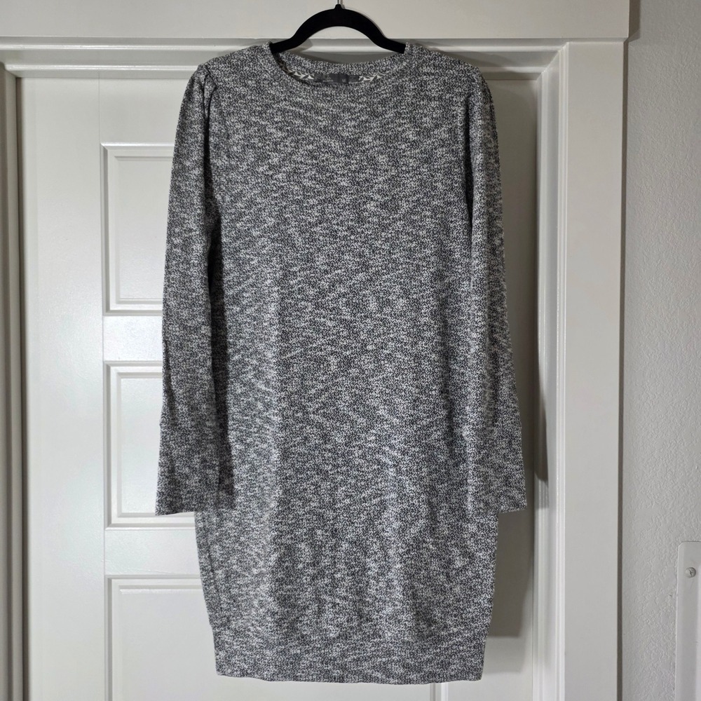 Prana Womens Grey White Marled Knit Long Sleeve Sweater Dress Size Medium